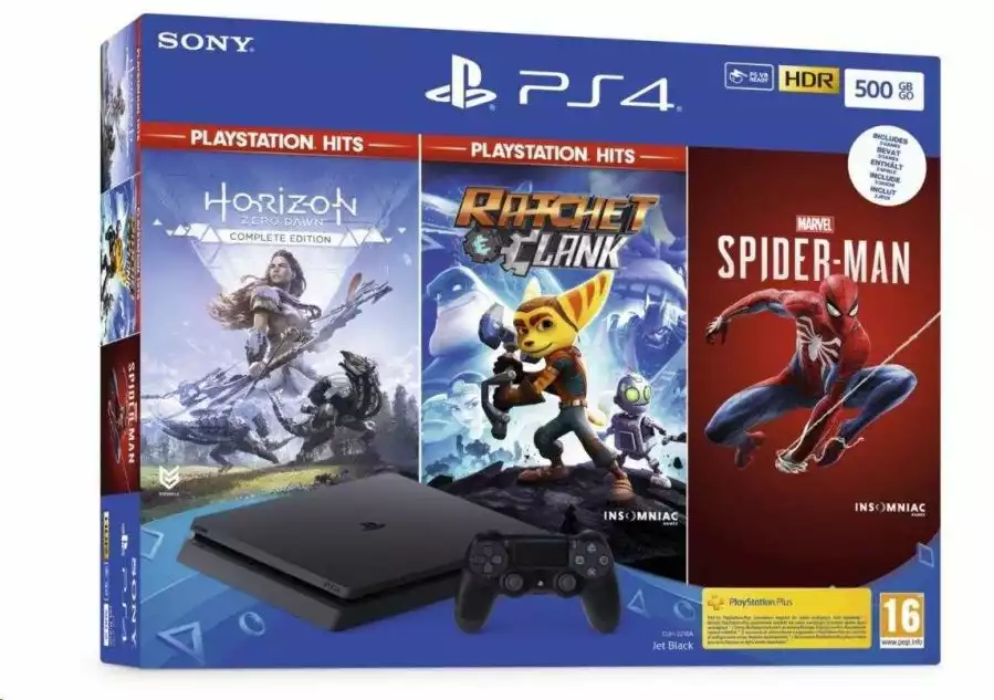 Igralna konzola Playstation 4 500GB set + Spiderman/HZD CE/R&C