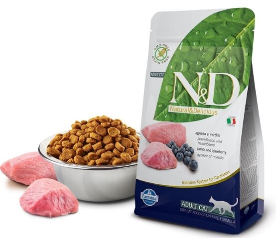 Hrana za mačke N&D GF Adult, jagnjetina in borovnica 5kg